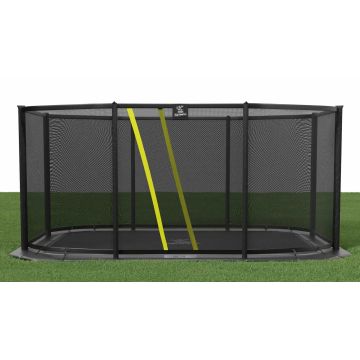 Flat to the ground Trampoline Rechthoekig Magic Circle Pro Grey 430x305 cm met veiligheidsnet
