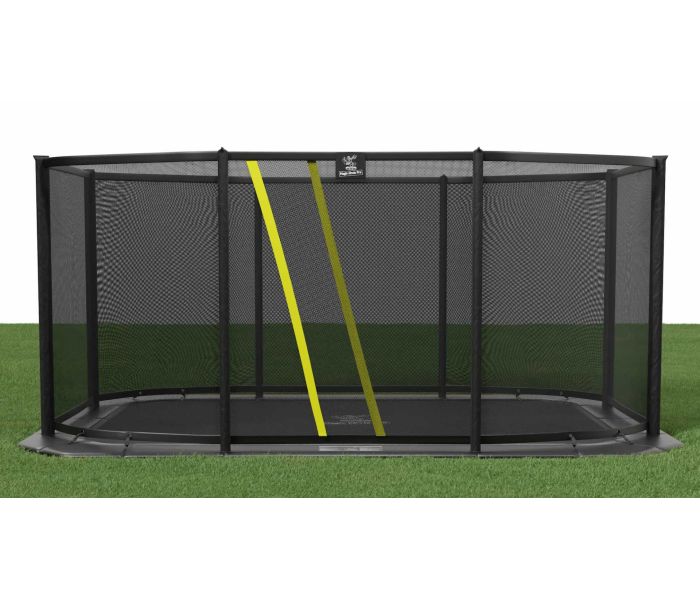 Flat to the ground Trampoline Rechthoekig Magic Circle Pro Grey 430x305 cm met veiligheidsnet
